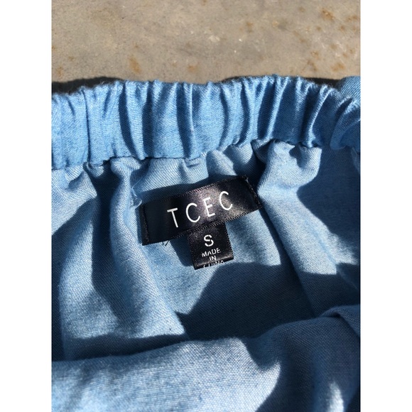 TCEC Blue Shoulderless Crop Top - Picture 2 of 5